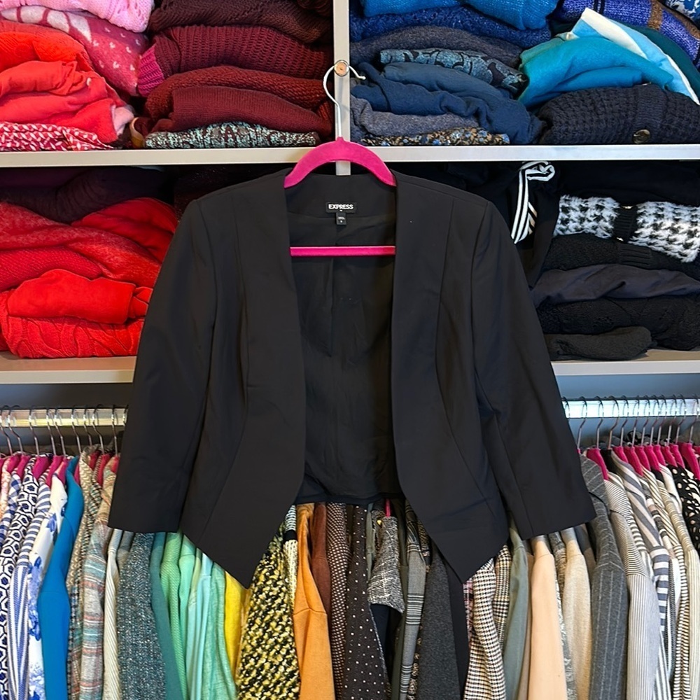 Express black open front 3/4 sleeve blazer size 2